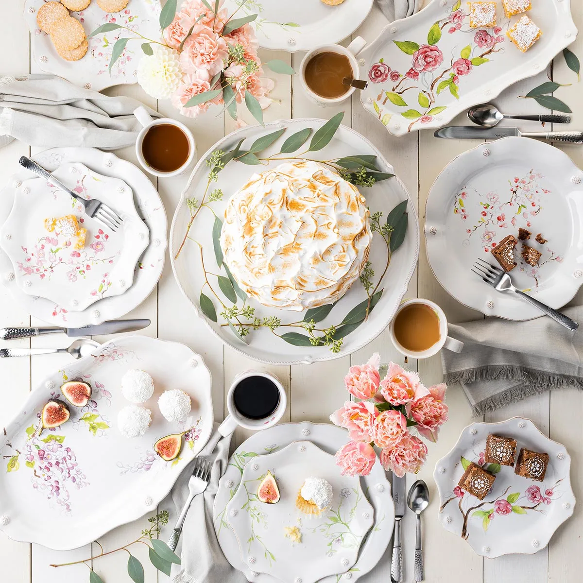 Berry & Thread Floral Sketch Dinner Plate - Cherry Blossom