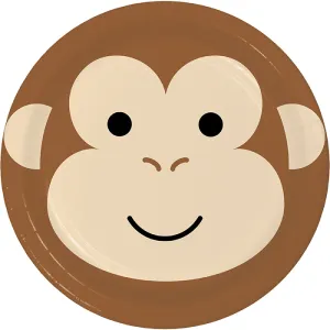 Bulk Pack of 16 Animal Faces Monkey Dinner Plates