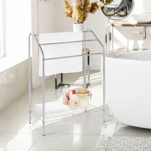 Freestanding Towel Rack With Bottom Shelf,Chrome