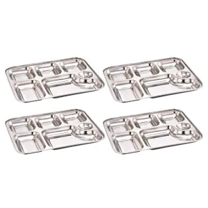 GALOOF Stainless Steel 6 in 1 Pav Bhaji Plate Set 4