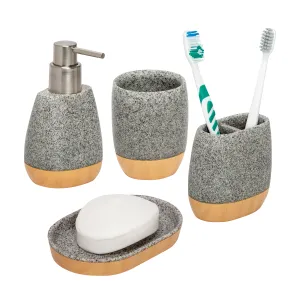 Gray/Natural Bath Accessory Set (4-Piece)