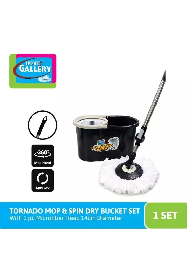 Home Gallery Tornado Mop SMALL Spin-Dry Bucket with 1 Microfiber Mop Head Set | Original Spinner Mop | Floor Mop L40xW22xH23cm (ZT11S)