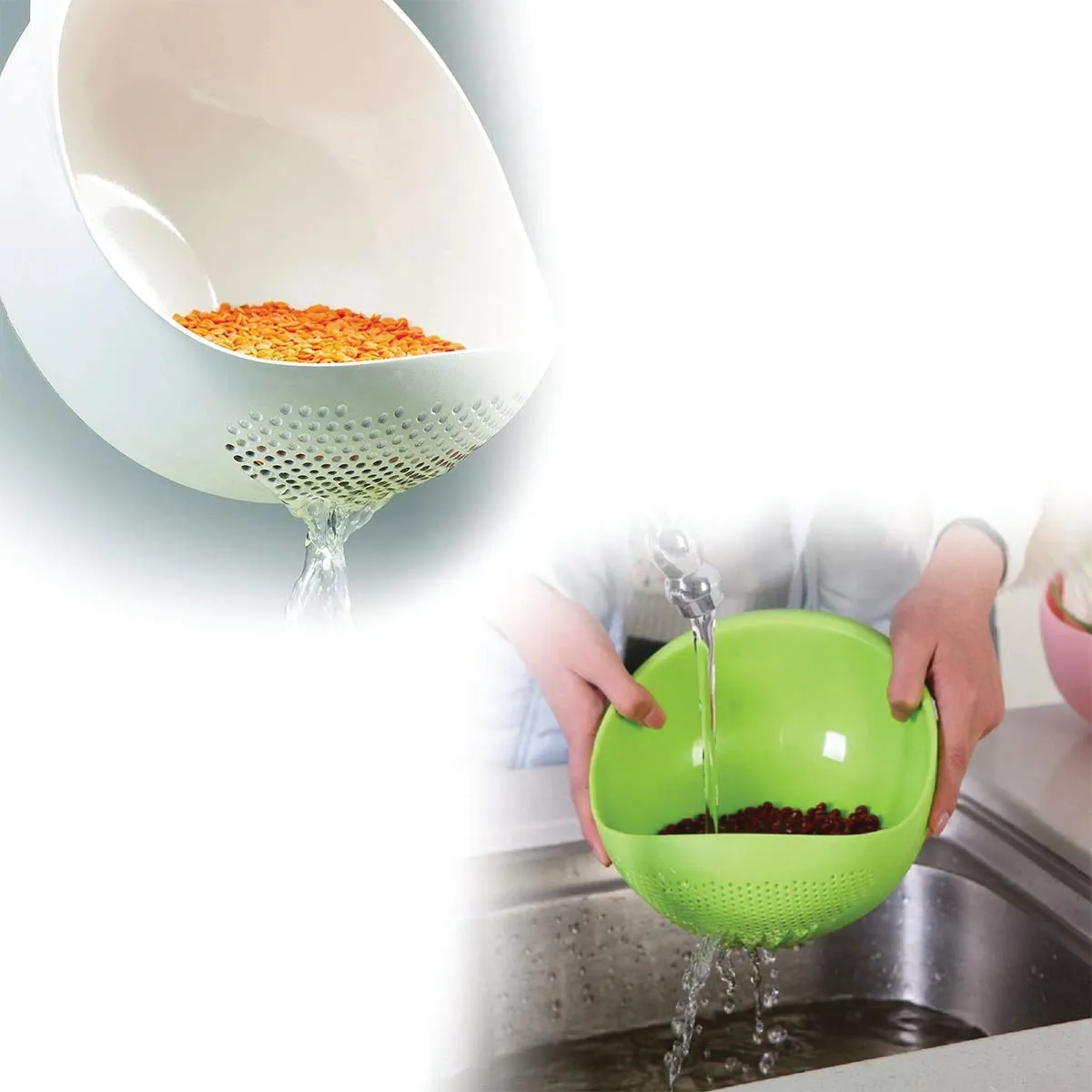 Kitchen Plastic big Rice Bowl Strainer Perfect Size for Storing and Straining