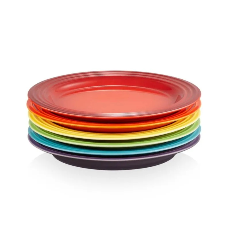 Le Creuset Stoneware Rainbow Set of 6 Dinner Plates