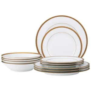 Noritake Charlotta Gold 12-Piece Dinnerware Set