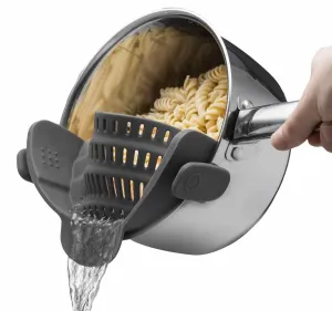 Snap N' Strain - Silicone Clip-On Colander, Heat Resistant Drainer