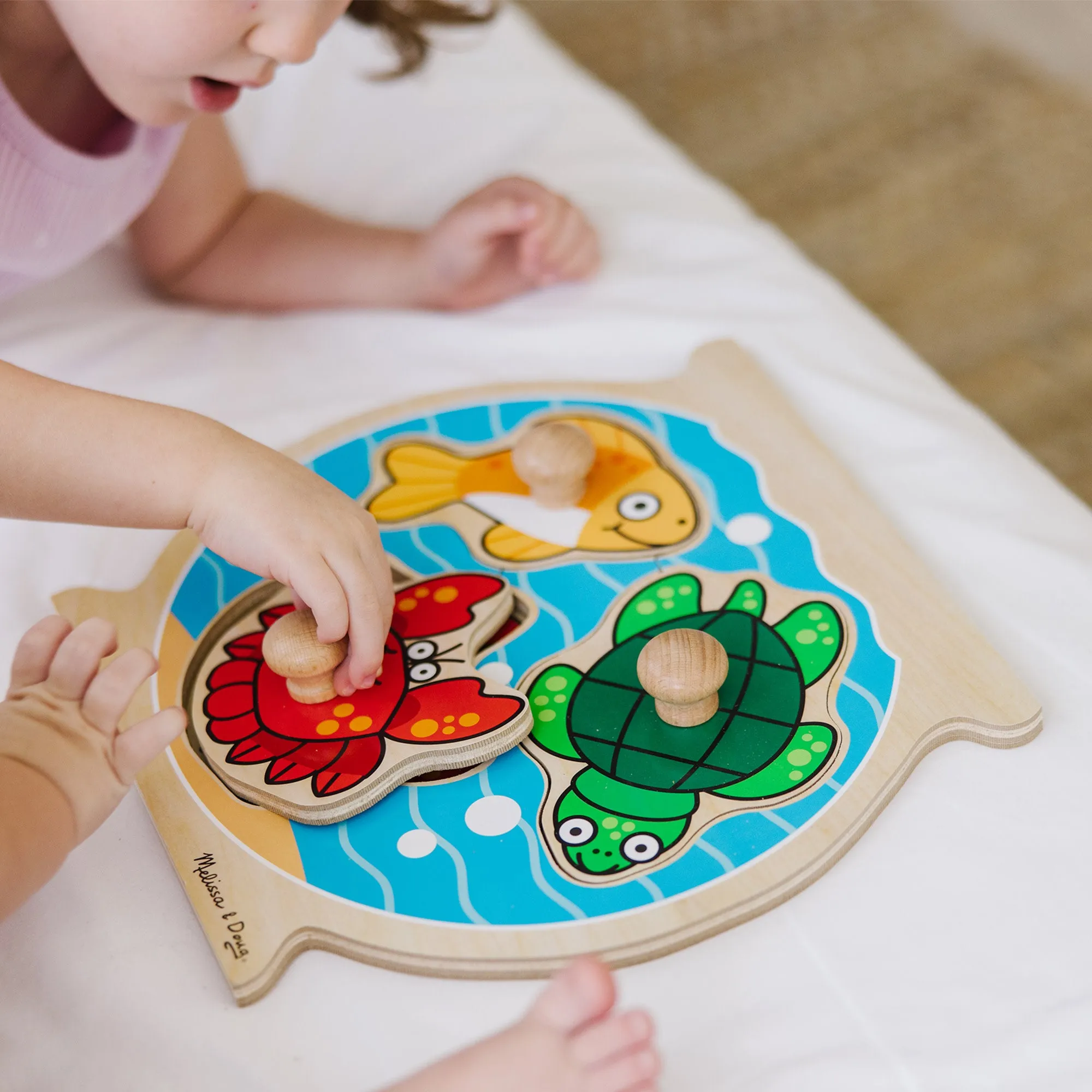 Wooden Jumbo Peg Puzzle 2-Pack: Fish Bowl, House Pets